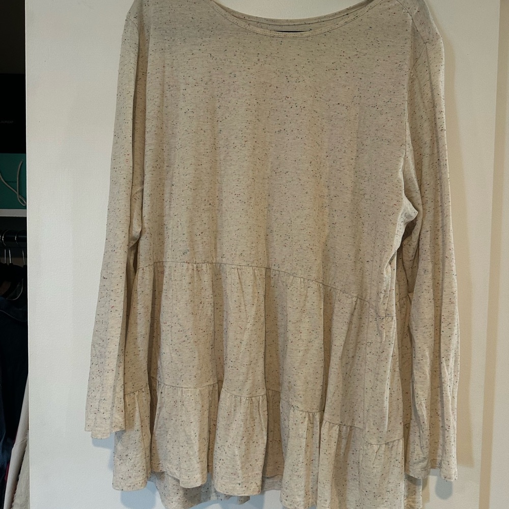 LOFT Speckled Cream Long Sleeve Tunic
